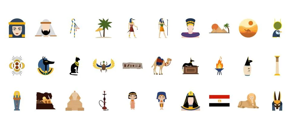 Egypt Flat Icon Set Stock Illustration