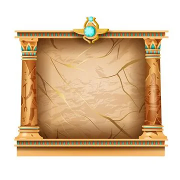 Egypt game frame vector illustration, cracked stone panel Stock Illustration