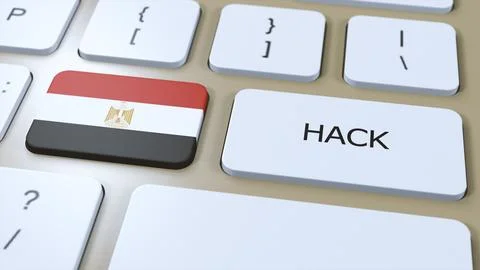 Egypt Hack of Country or Hacker Attack 3D Illustration. Country National Flag Illustrazione stock