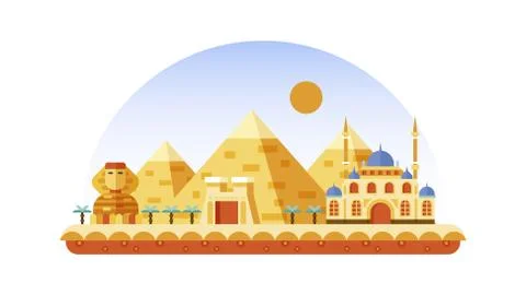 Egypt icon in flat style Stock Illustration