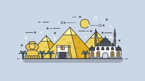 Egypt icon linear style Stock Illustration