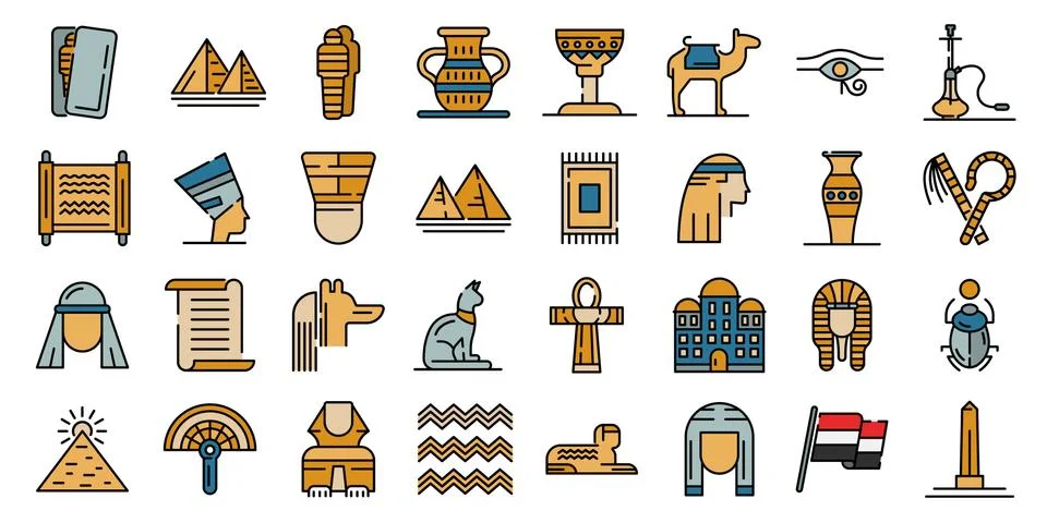 Egypt icons vector flat Stock Illustration