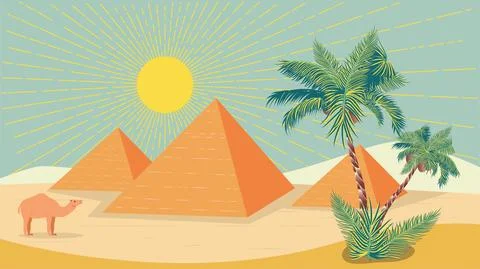 Egypt landscape with pyramids イラスト素材