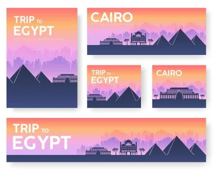 Egypt landscape vector banners set. Vector design illustration Illustrazione stock