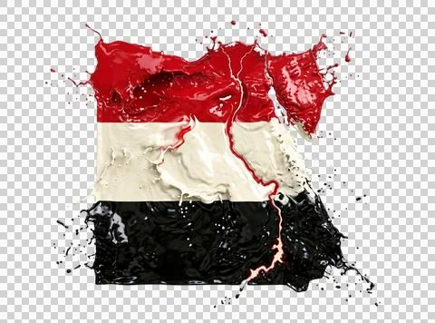 Egypt map abstract splash paint flag colors red white black national symbol. Illustrazione stock