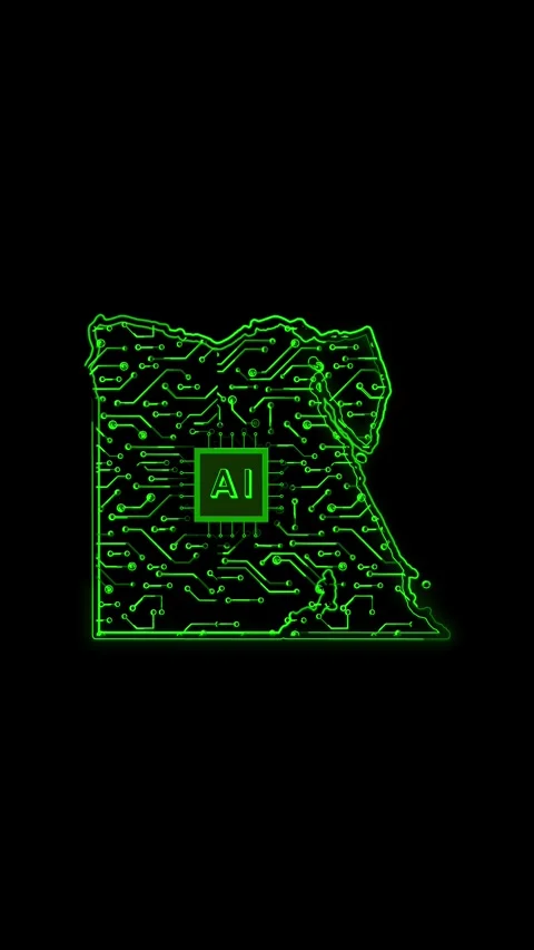Egypt Map AI Chipset Technology Opener Video stock 337171492