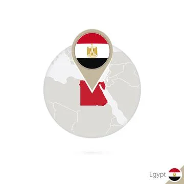 Egypt map and flag in circle. Map of Egypt, Egypt flag pin. Map of Egypt in.. Stock Illustration