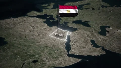 Egypt Map Animation, 3D Waving Egypt National Flag, Glowing Border on World Map Stock-Footage 333920885