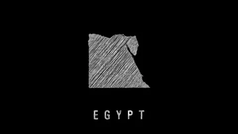 Egypt map appearing with scribble effect on black background Video stock 317693426