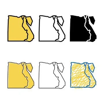 Egypt map color types icon vector Stock Illustration