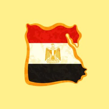 Egypt - Map colored with Egyptian flag Stock Illustration