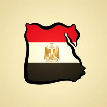 Egypt - Map colored with flag Illustrazione stock