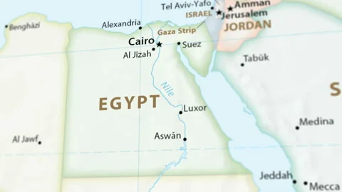 Egypt on a Map with Defocus (4K) Stock Footage 101363766