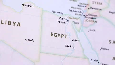 Egypt on a Map (with Defocus) Stock Footage