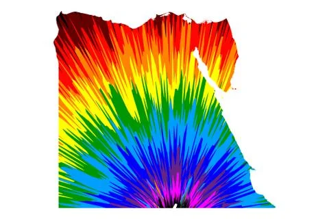 Egypt - map is designed rainbow abstract colorful pattern, Arab Republic of E イラスト素材