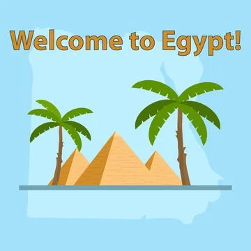 Egypt, map of Egypt, Egyptian pyramids Illustrazione stock