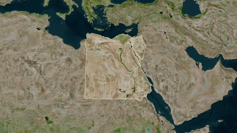 Egypt map - extract. Border. Satellite. ... | Stock Video | Pond5