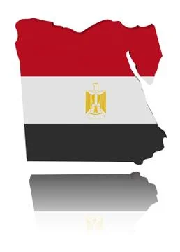 Egypt map flag 3d render with reflection illustration Stock Illustration