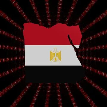Egypt map flag on red hex code burst illustration Stock Illustration