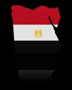 Egypt map flag with reflection illustration Stock Illustration