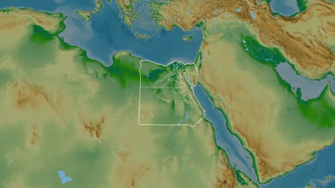 Egypt map - glide. Regions. Physical. | Stock Video | Pond5