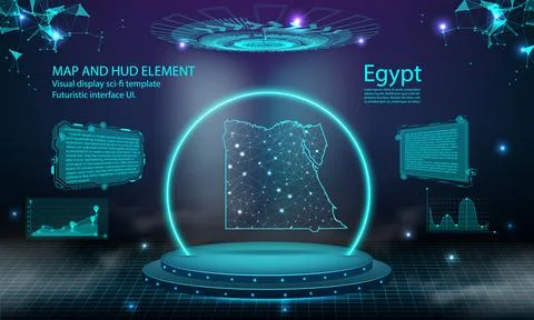 Egypt map light connecting effect background. abstract digital technology U.. Stock Illustration