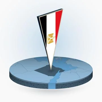 Egypt map in round isometric style with triangular 3D flag of Egypt Stock Illustration