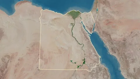 Egypt map - zoom. Border. Satellite. | Stock Video | Pond5