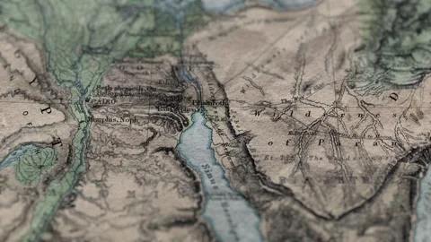 Egypt Old Testament Paper Map, Slider Shot Video stock 262462213