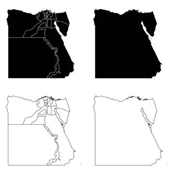 Egypt Outline and Solid Fill Map Set. 스톡 일러스트