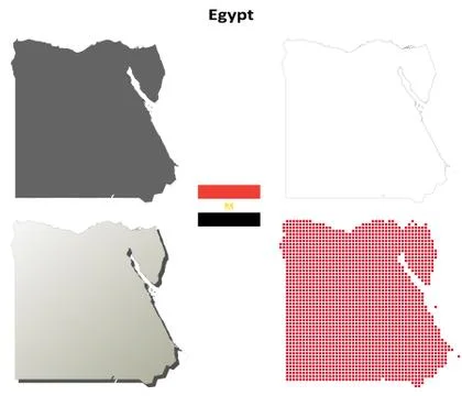 Egypt outline map set Ilustração Stock