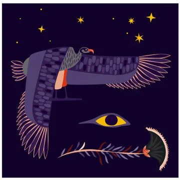 Egypt pattern objects on dark background Stock Illustration