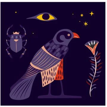 Egypt pattern objects on dark background Stock Illustration