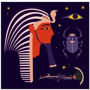 Egypt pattern objects on dark background Stock Illustration