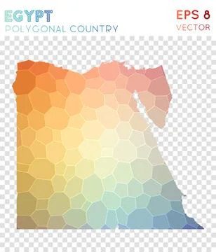 Egypt polygonal map, mosaic style country. Fair low poly style, modern desi.. Illustrazione stock