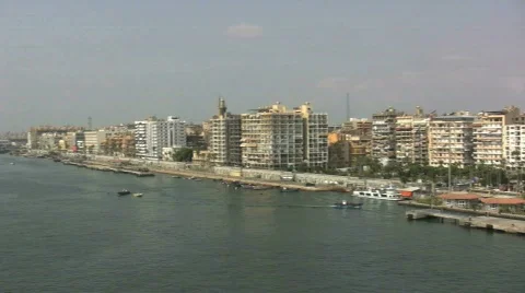 Egypt Port Said and Suez Canal Stock Footage