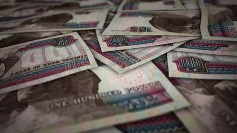 Egypt Pound 100 banknote flying over money surface Stock Footage 240472018