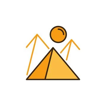 Egypt Pyramids and Sun vector Egyptian Landscape colored icon Illustrazione stock