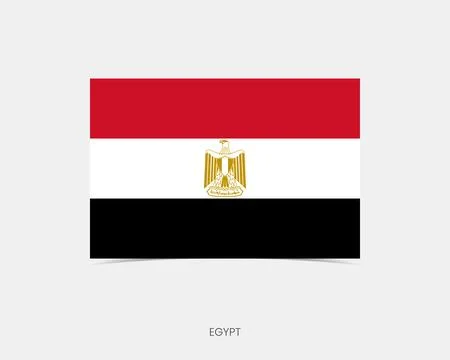 Egypt Rectangle flag icon with shadow. Illustrazione stock