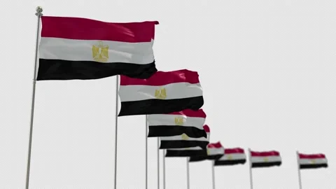 Egypt Row Of Flags Animation Include Alpha Channel  Stock Footage 163074993