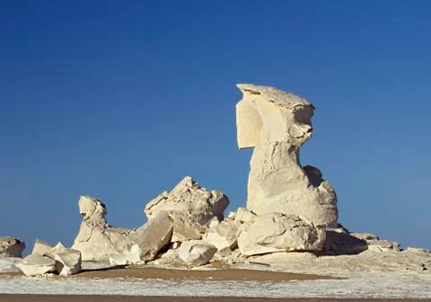 Egypt, Sahara, View of stone boulder formation in white desert Stock Photos