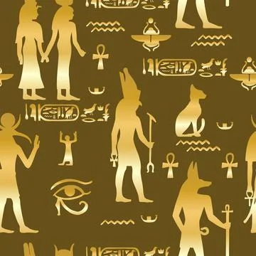 Egypt seamless pattern, vector ancient Egyptian background Stock Illustration