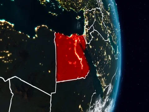 Egypt from space at night Stock Illustration