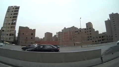 Egypt Streets Of Cairo view from bus window Stock Footage 74759769