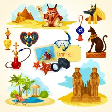 Egypt Touristic Set Stock Illustration