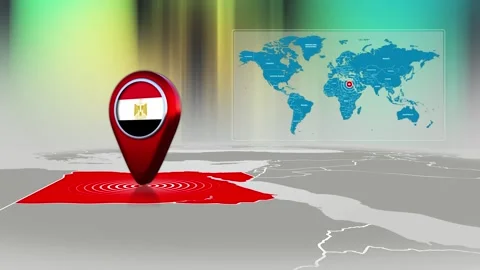Egypt World Map Pin Location Background Loop 4k Stock Footage 342384478