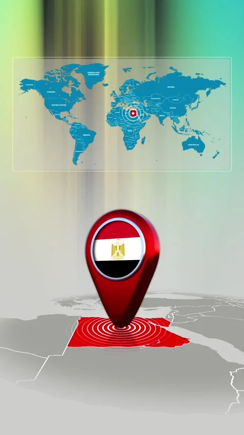 Egypt World Map Pin Location Background Loop Vertical Stock Footage 342384515