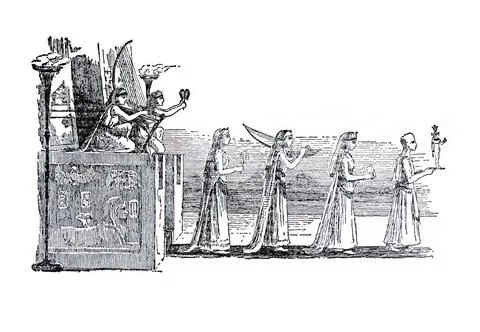 Egyptain Procession drawing illustration Stock Illustration