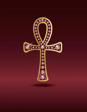 Egyptian ankh with ruby stones Stock Illustration