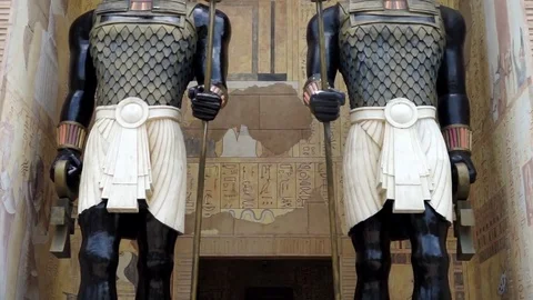 Egyptian Anubis Statue in Universal Studios Singapore Stock Footage